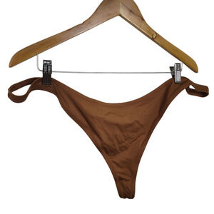 Skims Swim Thong Bikini Bottom Womens 4XL Almond Brown High Cut Stretch New Swim